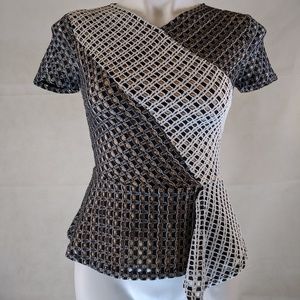 BCBG MaxAzaria Kaleigh  Peplum Black & White Top